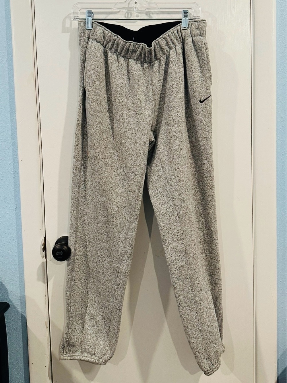 Nike Grey Flecked Sweatpants with Swoosh men size MEDIUM